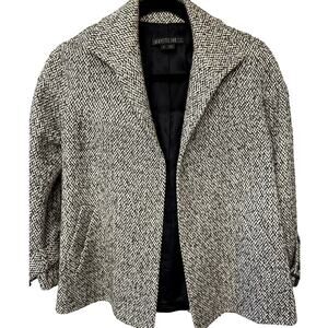Lafayette 148 Sz. 4 Wool and Cotton Tweed Herringbone Open Front Blazer Academia